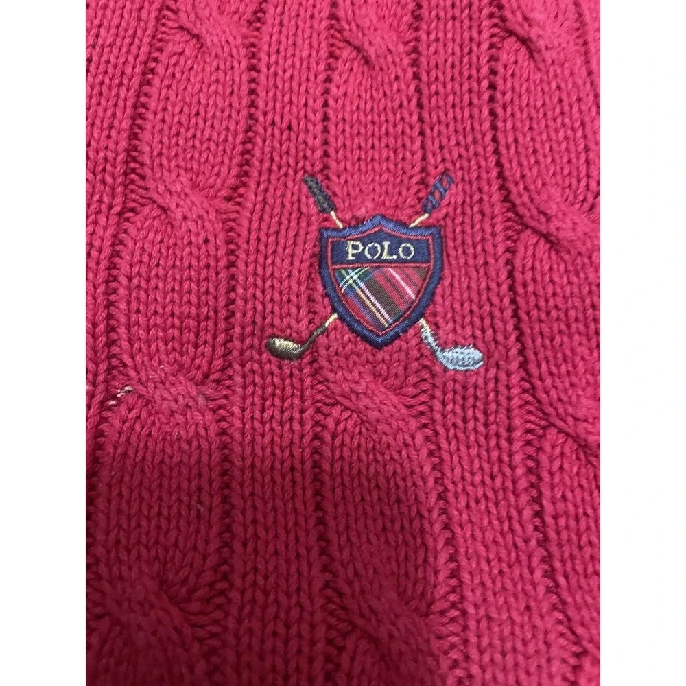 Polo Ralph Lauren Sweater Vest Mens XL Cable Knit Golf Crest V Neck